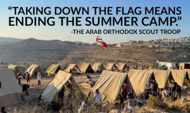 المطران عطالله حنا يطالب بمنع الاحتلال من انزال العلم الفلسطيني في مخيم كشفي في بيت جالا