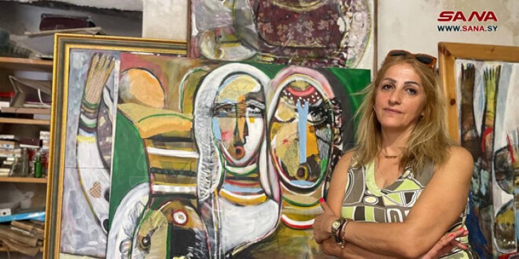 التشكيلية السورية نور خوري ومشاريع فنية جوهرها المرأة والأطفال بالهام الأيقونات البيزنطية
