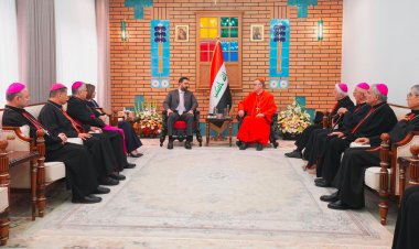 البطريرك إميل نونا يستقبل رئيس مجلس الوزراء ووفد التجمع الوطني الكلداني في مقر البطريركية الكلدانية في بغداد
